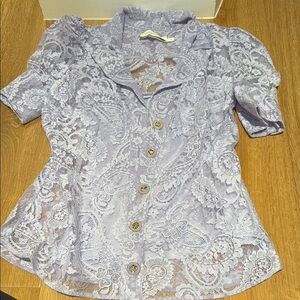 Zimmermann Purple Fitted Puff Sleeve Blouse